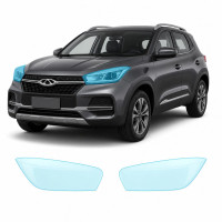Антигравийная защитная бронепленка по лекалам для Chery Tiggo 4 I 2017-2022 - оптика (фары и ПТФ)