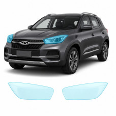 Антигравийная защитная бронепленка по лекалам для Chery Tiggo 4 I 2017-2022 - оптика (фары и ПТФ)