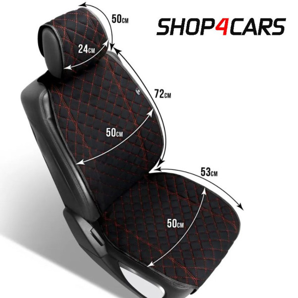 Накидки для сидений Алькантара Verona Premium L передние Черные-Красная Нить 2 шт (Оригинал)