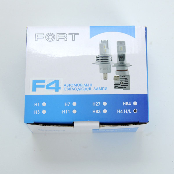 LED лампы автомобильные H4 радиатор+кулер 4000Lm FORT F4MINI / CSP / 25W / 6000K / IP65 / 9-16V 2шт