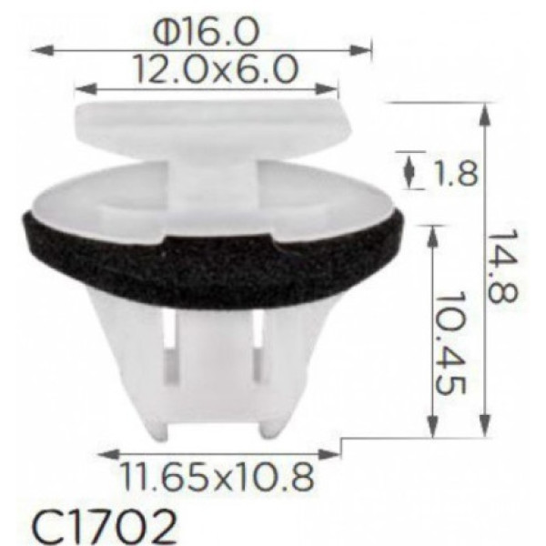 Клипса крепления молдинга NISSAN INFINITI RENAULT (76882JG10A 76882-JG10A 15765) C1702