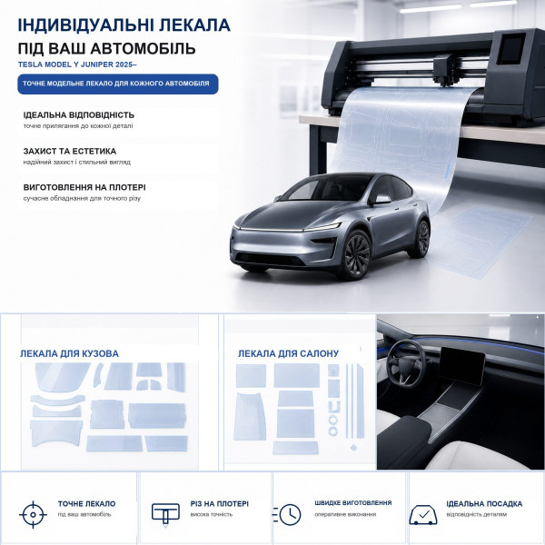 Набір Плівок захисних для салону Tesla Model Y juniper 2025- TPU (Кансолі Дисплея Ручок)