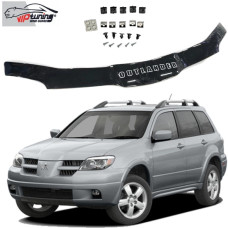 Дефлектор капота мухобойка Mitsubishi Outlander 2001-2007 Евро Крепление (Vip Tuning)
