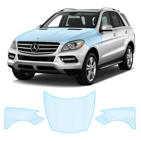 Антигравийная защитная бронепленка по лекалам для Mercedes-Benz GLE W166 2011-2015 - капот и передние крылья