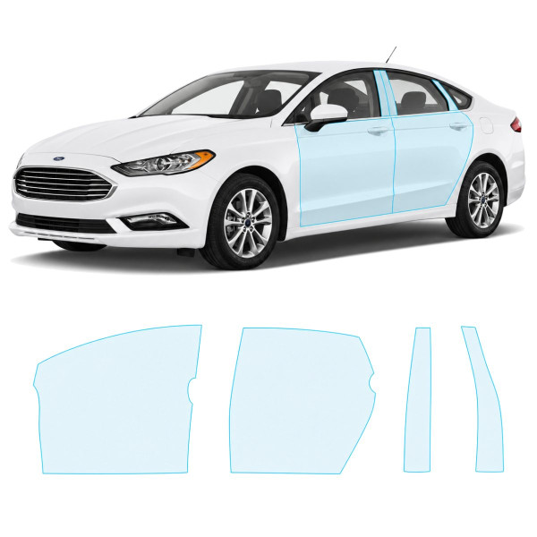 Антигравийная защитная бронепленка по лекалам для Ford Fusion (US) II facelift 2017-2020 - зоны дверей и стойки окон