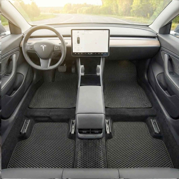 Коврики в салон EVA для Tesla Model 3 2017- Полный комплект Задний коврик цельный 3 шт