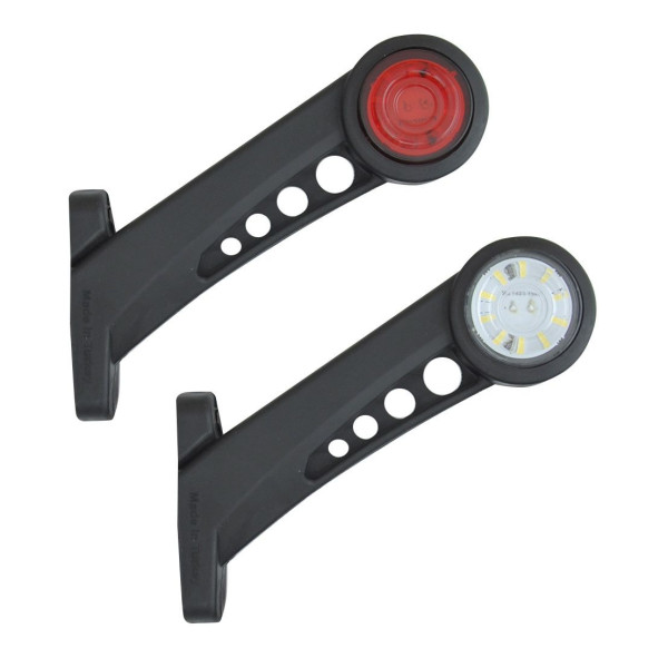 Габаритные огни LED для грузовиков Рожки 24V / косой 13 см / Красный-Белый 2 шт (Л 072)