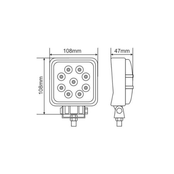 LED фара Brevia Sport Далеке світло 10-30V 27W (9x3W) 1980Lm Алюмінієвий корпус IP68 (10642QSX1)