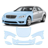 Антигравійна захисна бронеплівка за лекалами для Mercedes-Benz S-Class W221 2005-2009 - передня частина авто (капот бампер крила))