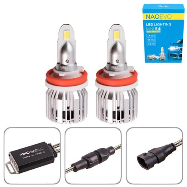 LED лампи для авто NAOEVO S4 LED H8 H9 H11 H16 Flip Chip 9-16V 2*30W 3600Lm EMERGENCY 3000K 6500K