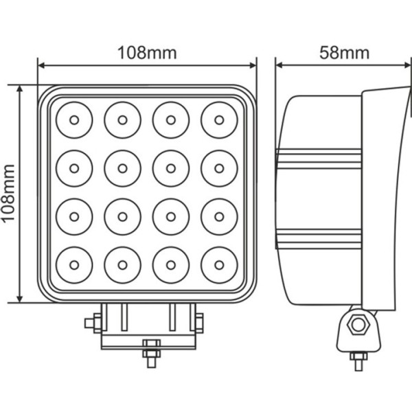 LED фара Brevia Flood Ближний свет 10-30V 48W (16x3W) 3520Lm Алюминиевый корпус IP68 (10652QFX1)