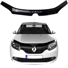 Дефлектор капота мухобійка Renault Logan / Sandero 2013- Євро кріплення Voron Glass