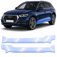 Антигравийная защитная бронепленка по лекалам для Audi Q5 FY 2017-2020 - нижняя зона кузова пороги