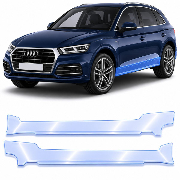 Антигравийная защитная бронепленка по лекалам для Audi Q5 FY 2017-2020 - нижняя зона кузова пороги