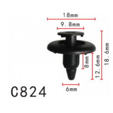 Кліпса розпірні Toyota (9046706150C0, 9046706150, 90467-06150-C0, 90467-06150) (C824)
