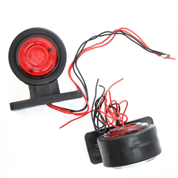 Габаритные огни LED для грузовиков Рожки 24V прямой мини 8,5 см / Красный-Белый 2 шт (Л 070)