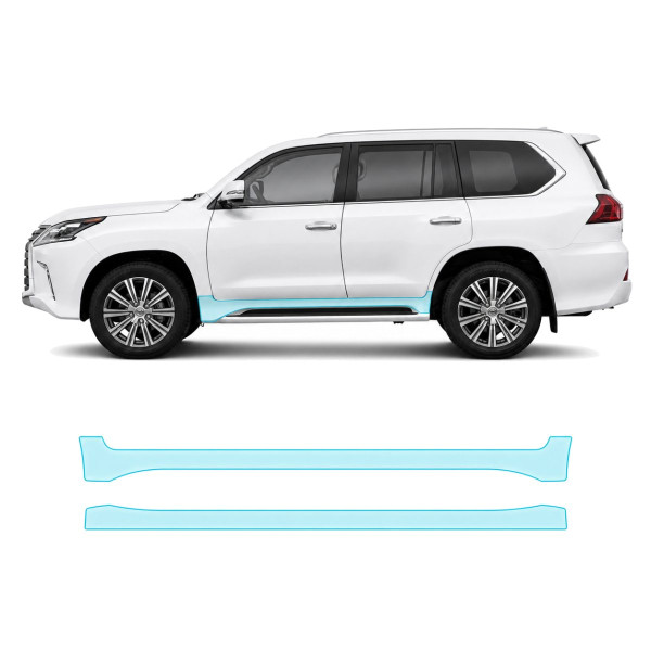 Антигравійна захисна бронеплівка за лекалами для Lexus LX J200 facelift 2 2016-2021 - нижня зона кузова пороги