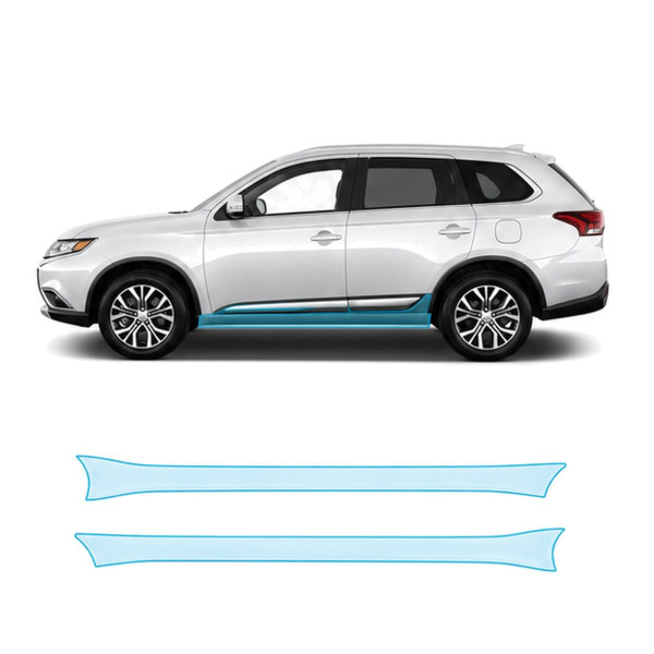 Антигравийная защитная бронепленка по лекалам для Mitsubishi Outlander GG facelift 2015-2021 - нижняя зона кузова пороги