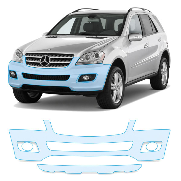 Антигравийная защитная бронепленка по лекалам для Mercedes-Benz M-Class W164 2005-2008 - передний бампер