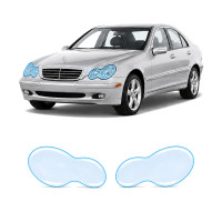 Антигравийная защитная бронепленка по лекалам для Mercedes-Benz C-Class W203 2000-2004 - оптика (фары и ПТФ)