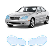 Антигравийная защитная бронепленка по лекалам для Mercedes-Benz C-Class W203 2000-2004 - оптика (фары и ПТФ)