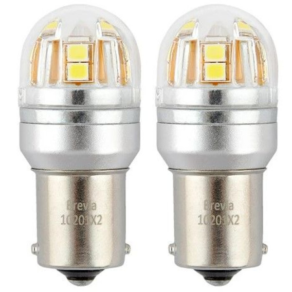 LED автолампа Brevia Spower 12/24V T25 P21W 15x2835SMD 330Lm 6000K CANbus BA15s 2 шт (10201X2)