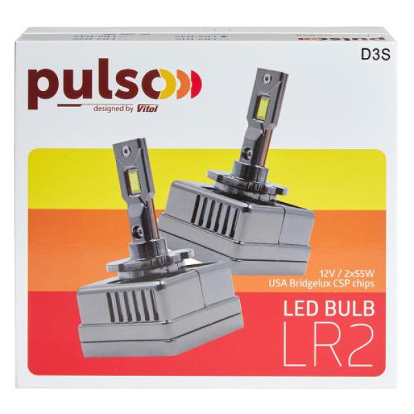 LED лампи для авто Pulso LR2-D3S USA Bridgelux CSP chips 12V 2*55W 10000Lm 6000k