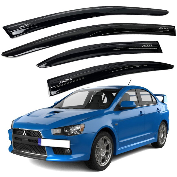 Дефлекторы окон ветровики Acrylic для Mitsubishi Lancer X 2007- Гибкие