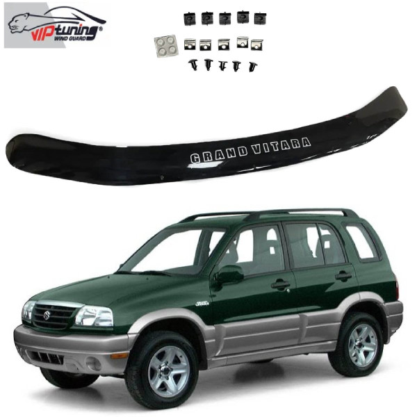 Дефлектор капоту мухобійка для Suzuki Grand Vitara 1998-2005 Євро Кріплення (Vip Tuning) SZ01