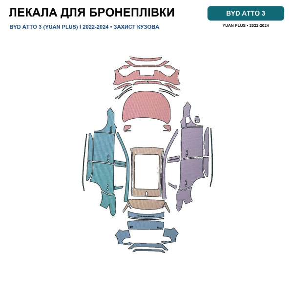 Антигравійна захисна бронеплівка за лекалами для BYD Atto 3 (Yuan Plus) I 2022-2024 - оптика (фари та ПТФ)