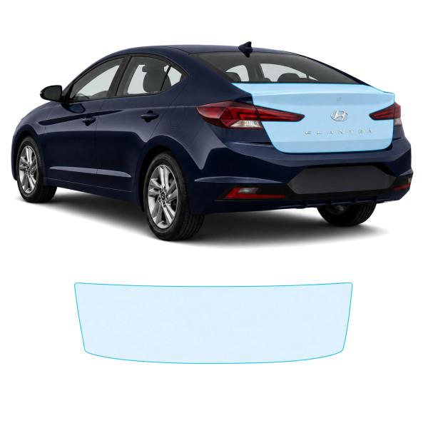 Антигравийная защитная бронепленка по лекалам для Hyundai Elantra AD facelift 2019-2020 - зона крышки багажника