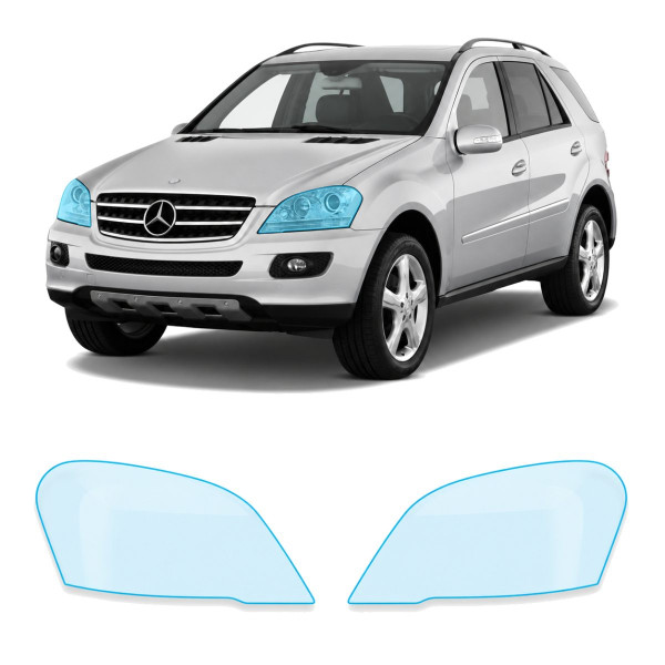 Антигравійна захисна бронеплівка за лекалами для Mercedes-Benz M-Class W164 2005-2008 - оптика (фари та ПТФ)