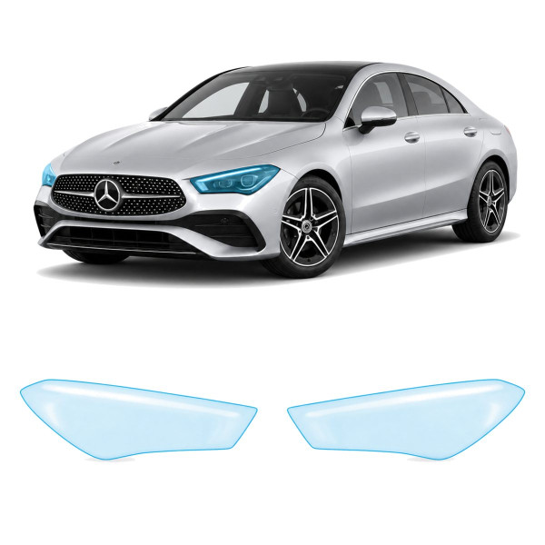 Антигравійна захисна бронеплівка за лекалами для Mercedes-Benz CLA C118 facelift 2023- оптика (фари та ПТФ)