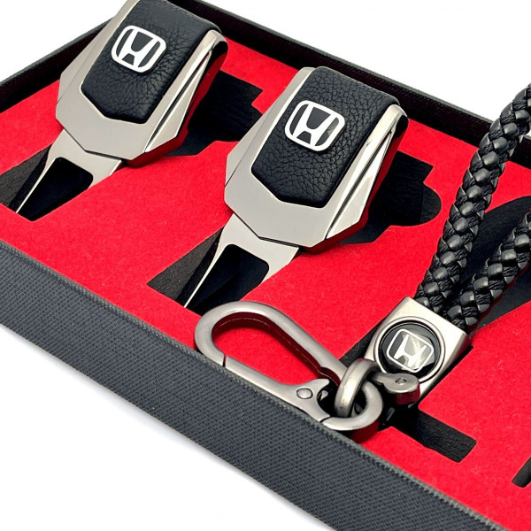 Подарунковий набір №1 для Honda із заглушок та брелока з логотипом Темний хром