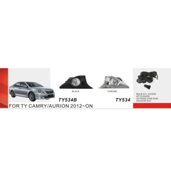 Протитуманні фари для Toyota Camry 50 2011-2014 H11 12V 55W з проводкою Комплект (TY-534 Chrome)