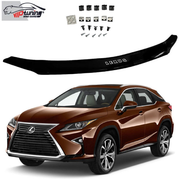 Дефлектор капота мухобойка Lexus RX IV 2015-2021 Евро S Крепление (Vip Tuning) LX18S