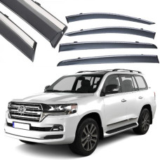 Дефлекторы окон ветровики Benke для Toyota Land Cruiser FJ200 07-19 Хром Молдинг Нержавейка 3D (BTYLD0823-W/S)