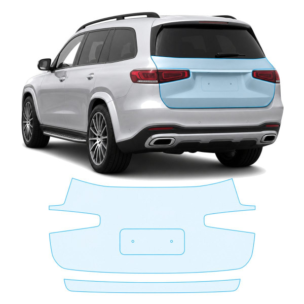 Антигравийная защитная бронепленка по лекалам для Mercedes-Benz GLS X167 2019-2023 - зона крышки багажника