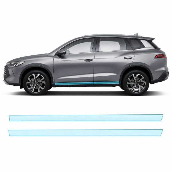 Антигравийная защитная бронепленка по лекалам для BYD Song Pro I facelift 2023- нижняя зона кузова пороги