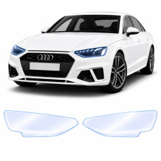 Антигравийная защитная бронепленка по лекалам для Audi A4 B9 facelift 2020-2025 - оптика (фары и ПТФ)