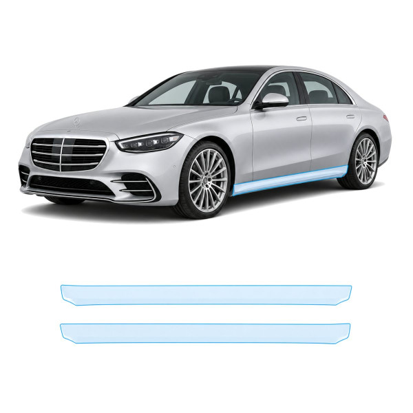 Антигравийная защитная бронепленка по лекалам для Mercedes-Benz S-Class W223 2020- нижняя зона кузова пороги