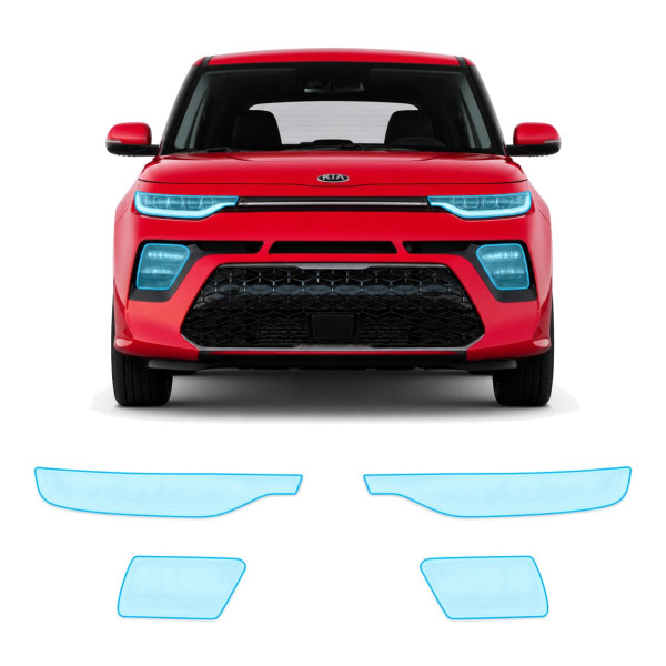 Антигравийная защитная бронепленка по лекалам для Kia Soul SK3 2019-2025 - оптика (фары и ПТФ)