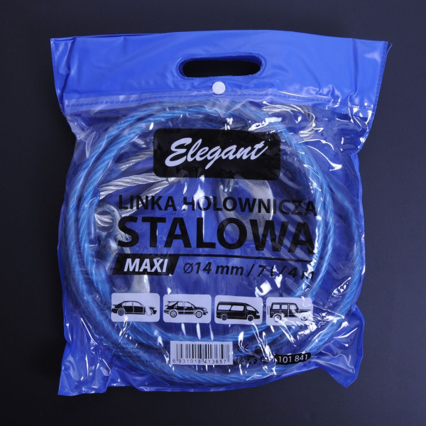 Трос металевий буксирувальний Elegant 7 т / 4 м / 14 мм / з гаками (EL101 841)