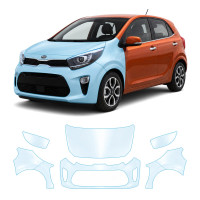 Антигравійна захисна бронеплівка за лекалами для Kia Picanto JA 2017-2019 - передня частина авто (капот бампер крила))