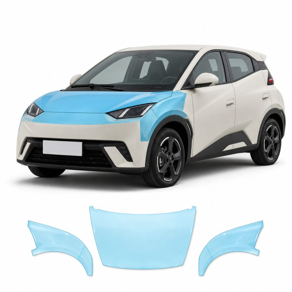 Антигравийная защитная бронепленка по лекалам для BYD Seagull (Dolphin Surf) I 2023- капот и передние крылья