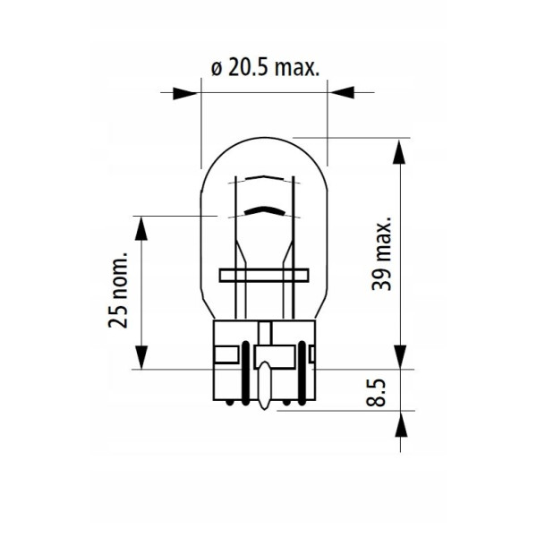 Автолампа Одноконтактна безцокольна Narva W21W 12V 21W NR 1 шт (17632CP)