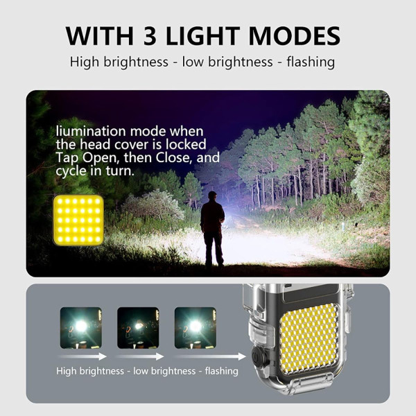LED Фонарь Зажигалка Flas Hlight USB Type-C Красный