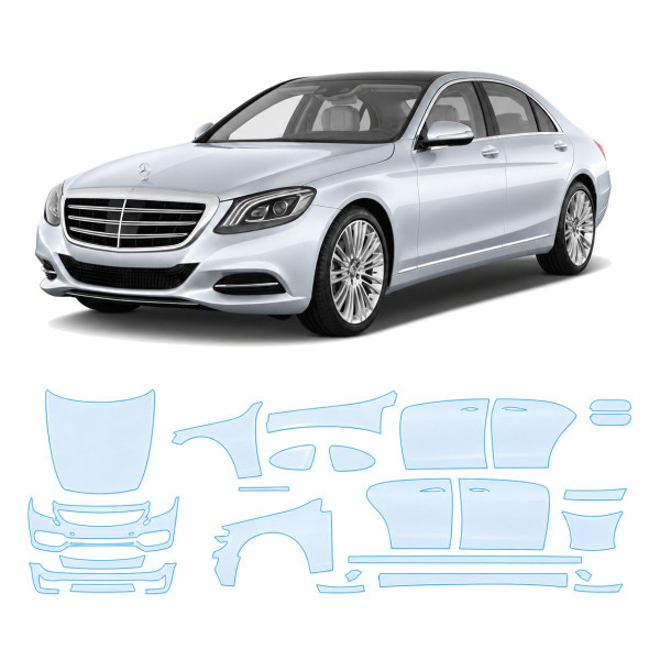 Антигравийная защитная бронепленка по лекалам для Mercedes-Benz S-Class W222 2013-2017 - полный кузов