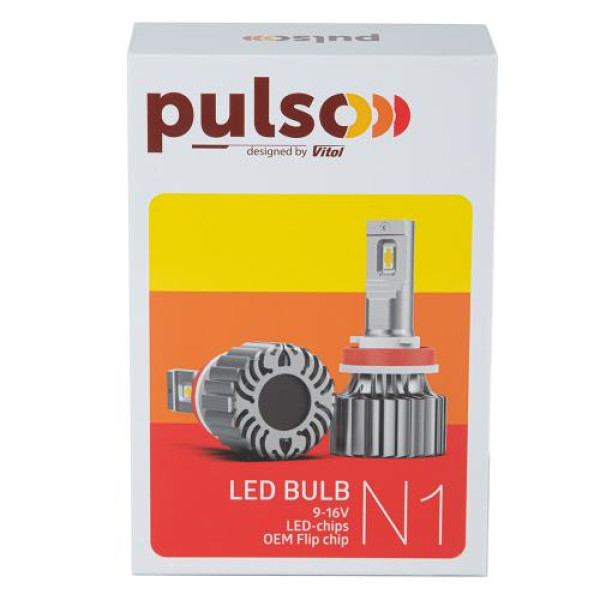 LED лампи для авто Pulso N1 H7 LED-chips OEM PHILIPS Flip chip 9-16V 2*70W 8500Lm 6500K