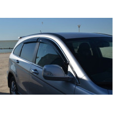 Дефлекторы окон ветровики Honda CR-V 2007-2012 4 двери Хром молдинг